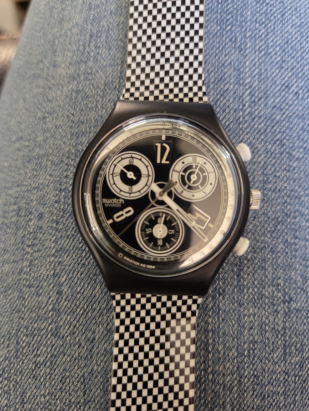 vintage Swatch Chrono "Chess" watch, reference SCB116